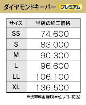 ダイヤモンドキーパーの値段表1