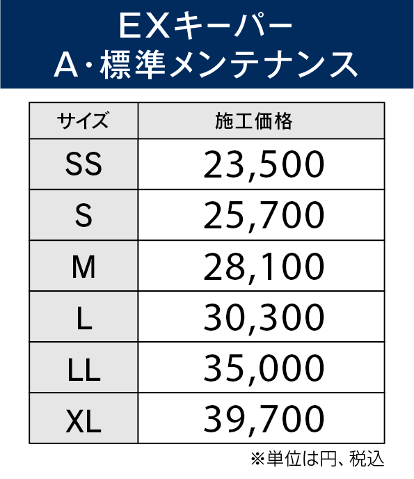 EXキーパーAメンテ値段